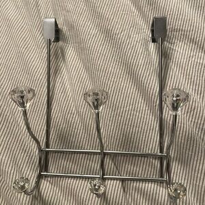 Home Basics 3 Hook Over the Door Hooks with Crystal Knobs,